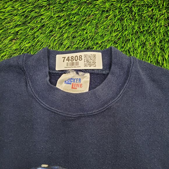 Vintage 90s Teddy-Bear Sweatshirt Womens Large 19x24 Blue - Picture 3 of 12